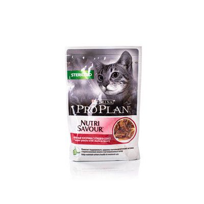 Purina Pro Plan влажный корм для стерилизованных кошек и кастрированных котов, с уткой 